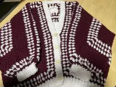 ヘキサゴングラニーカーディガン/手編み/ハンドメイド