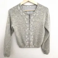 IENA ビーズ刺繍　アンゴラ混カーディガン