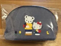 ファミリア×キティちゃん ハンカチ(赤系チェック)ミニデニムバッグ 2点
