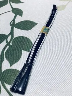 メ(^ ^)y【未使用】正絹 白黒 四つ組 羽織紐 組紐 くみひも