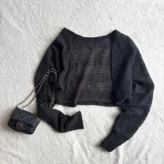 ショート丈 カーディガン ボレロ カギ編みニット 春 羽織り オフィス 上品