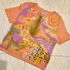 新品　フェラガモ　シルク100% ヒョウ柄　コーラル