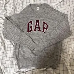 GAP ロゴ クルーネック ニット セーター グレー M