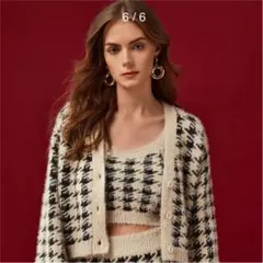 SHEIN 千鳥格子柄 ファジー カーディガンニット シーイン ZARA