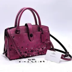 COACH パープル レザー トートバッグ スタッズ装飾 37037 - メルカリ
