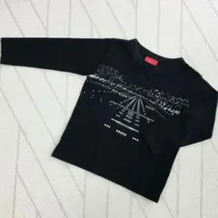 OJICO 日本製 長袖カットソー ブラック 飛行機 蓄光 光るプリント