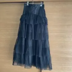 GRL 黒 チュール フレアスカート ティアード