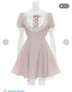 ♡secret honey レースアップギンガムワンピース ピンク♡