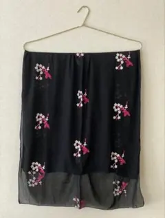 花柄ストール 黒 大判