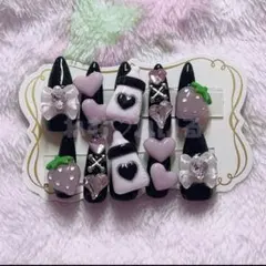 【現品のみ】量産型♡地雷系♡平成女児♡y2k♡ゴテゴテネイルチップ