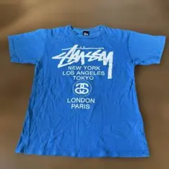 Stussy ロゴ Tシャツ 青　S