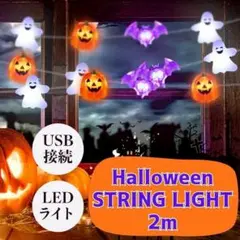 ゴースト カボチャ コウモリ LED 2m 20LED USB ハロウィン 電飾