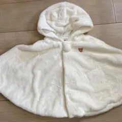 MIKI HOUSE フード付きポンチョ ホワイト