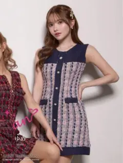 andy ツイードノースリドレス　チェック　M