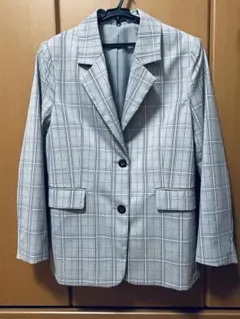 GUオーバーサイズ テーラードジャケット チェック柄 グレー Sサイズ