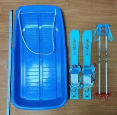 子ども スキーセット スキー板 ストック ソリ 青 パンダスキー 雪遊び 冬