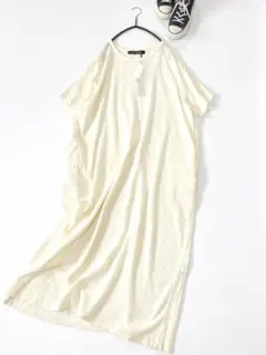 新品未使用♪ミズイロインド上品ゆったりクレープクルーネックロングワンピース♪