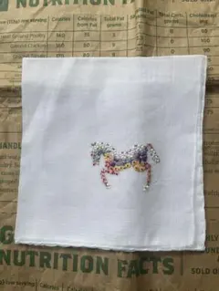 【未使用】刺繍入り　（馬）ハンカチ
