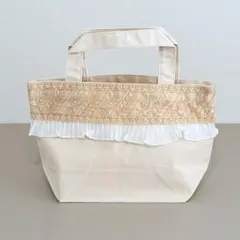 インド刺繍リボン トートバッグ ハンドメイド