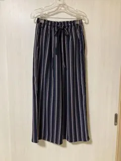 ネイビー ストライプ ワイドパンツ