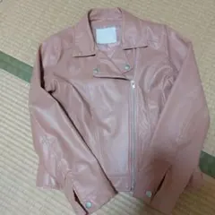 ピンク 合成皮革 ライダースジャケット