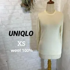 UNIQLO【XS】レディースセーター/薄手シンプルニット　アイボリー　インナー
