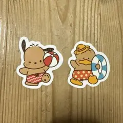 スシロー　サンリオコラボ　ステッカー 2枚セット　ポチャッコ　ペックル