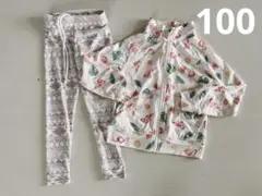 キッズラッシュガード フラミンゴ柄 女の子 グレー 長袖 10部丈 100