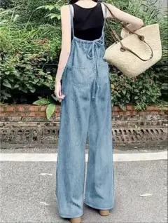ライトブルー デニムオーバーオールXXL