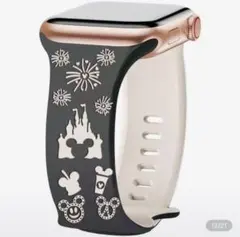 ラスト1点【新品】Apple Watchバンド お城 ブラック＆ホワイトベージュ