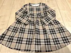 SHEIN チェック柄 長袖ワンピース 7Y
