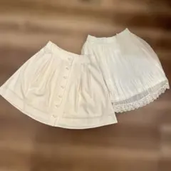 アイボリー フレアスカート ボタン付きのサムネイル