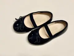 【未使用】Petit main黒のフォーマルバレエシューズ リボン付