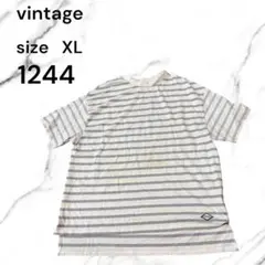 CYCLO ボーダー Tシャツ XLサイズ グレー ホワイト シンプル 古着