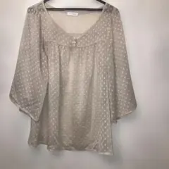 a.v.v standard ベージュ ドット柄 七分袖チュニック