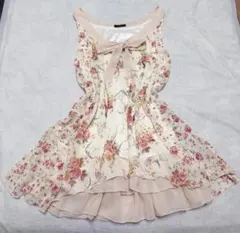 axes femme 風花柄フリルチュニック　リボンミニワンピース　リズリサ系