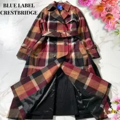極美品✨ブルーレーベルクレストブリッジ チェック ウール トレンチコート ベルト