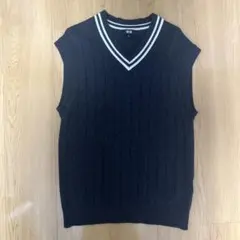 UNIQLO チルデンニットベスト ダークグレー M