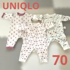 UNIQLO キルト地　ロンパース　冬　パジャマ　70