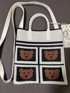 クマデザイン ニットショルダーバッグ