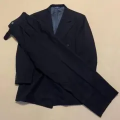 90s ラルフローレン ダブル セットアップ ワイドパンツ ツータック 濃紺 L