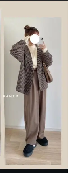 レディース　タックカーブパンツ(choco) ブラウンM