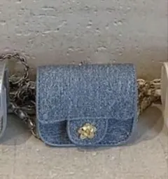 デニム ミニショルダーバッグ　ポーチ　カメリア