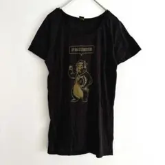 ブラック クマ プリント半袖Tシャツ M トップス カジュアル ベアーのサムネイル