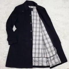 美品 XL バーバリーブラックレーベル アンゴラ ロングコート 黒 中綿ライナー