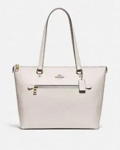 【使用感あり】COACH クロスグレインレザートートバッグ ホワイトのサムネイル