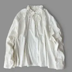 BALLSEY ハイカウントサテン ネックフリル ブラウス 36