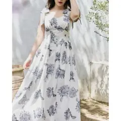Sunflower Printed Midi Dress　ショルダーリボンのサムネイル