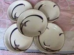 香蘭社　紫色の花模様　5枚セット