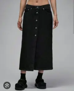 【ブラックデニム】Nike ジョーダン レザーロゴ デニムスカート